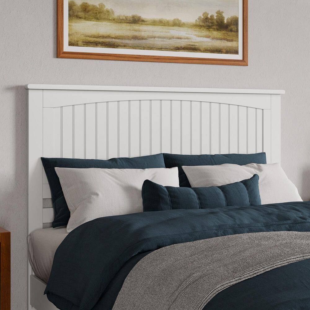 Naples White Queen Wood Low Profile Platform Bed with Slats