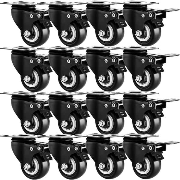 Angel Sar 2 in. Heavy-Duty Industrial Casters Set with Double Locking and Double Ball Bearing Swivel Locking Casters (16-Pack)