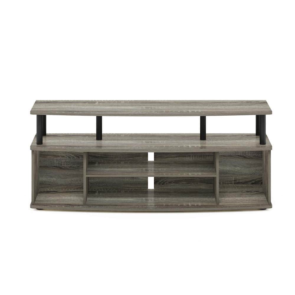 French Oak & Black 55-Inch TV Entertainment Center