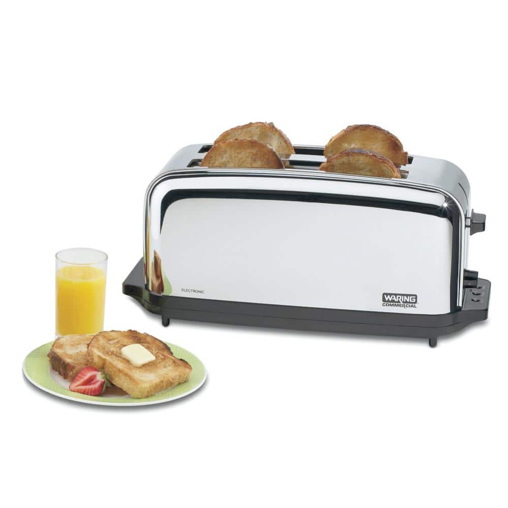 Stainless Steel 4-Slice Long Slot Toaster with Crumb Tray