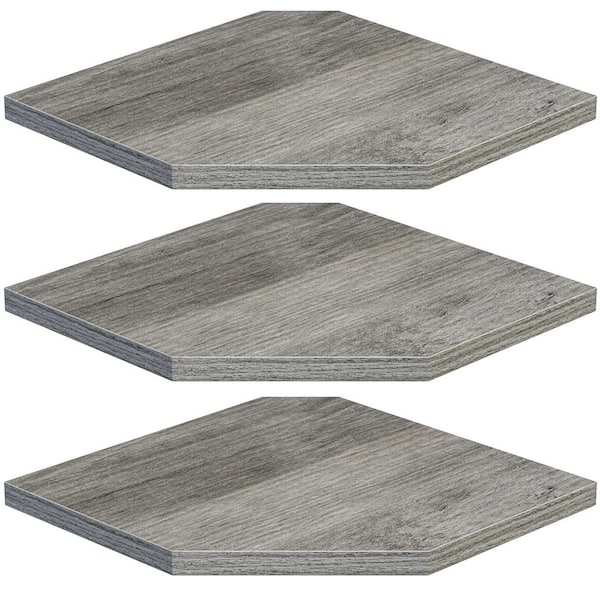 7 in. W x 7 in. D Gray Corner Shelf Wall Mount Floating Corner Shelves Set of 3 Decorative Wall Shelf