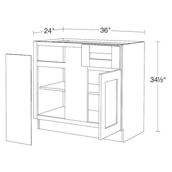 Contractor Express Cabinets Arlington Vessel Blue Plywood Shaker Assembled Corner Easy Reach Kitchen Cab Sft CLS Left 36 in W x 24 in D x 34.5 in H