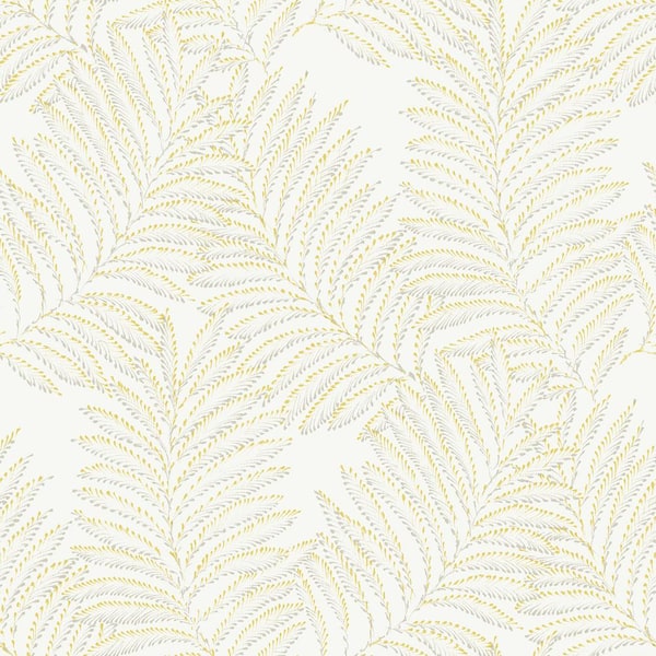 A-Street Prints Yellow Finnley Inked Fern Wallpaper Border Sample
