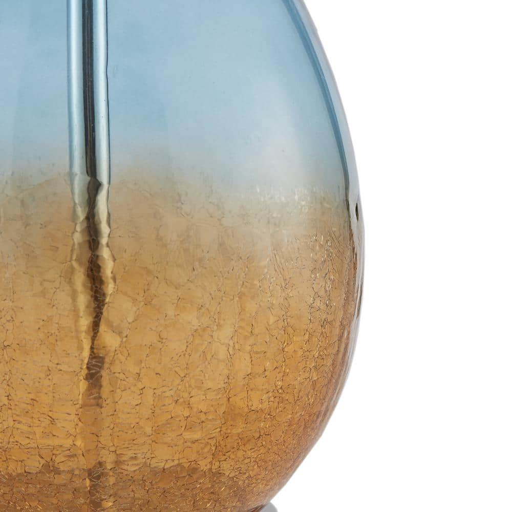 Cortina 26" Blue and Amber Ombre Glass Table Lamp Set with Drum Shade