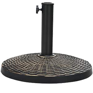 22 lbs. Steel Resin Patio Umbrella Base in Bronze with Wicker Style for Outdoor Use