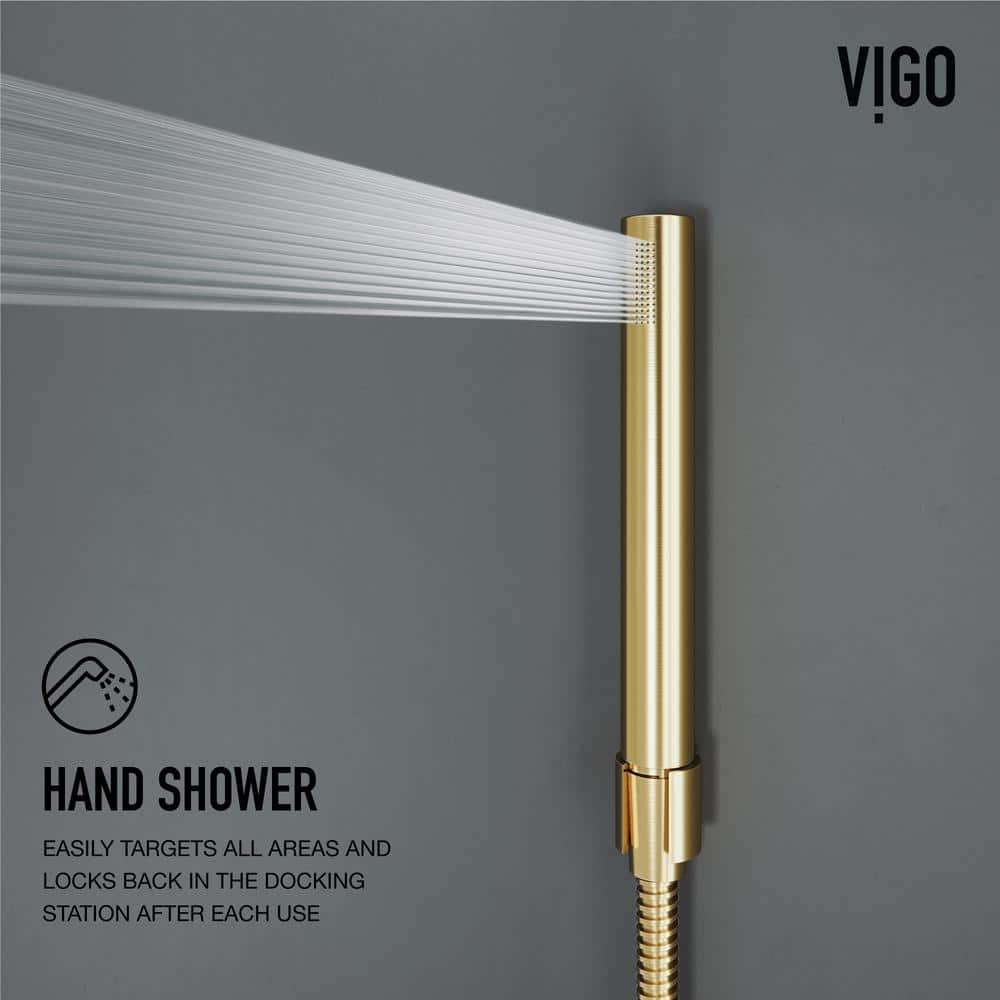 Ellington Matte Brushed Gold 4-Jet Shower Panel with Hand Shower
