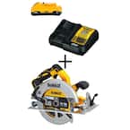 20V MAX XR Cordless Brushless 7-1/4 in. Circular Saw, (1) 20V Compact Lithium-Ion 3.0Ah Battery, and 12V-20V MAX Charger