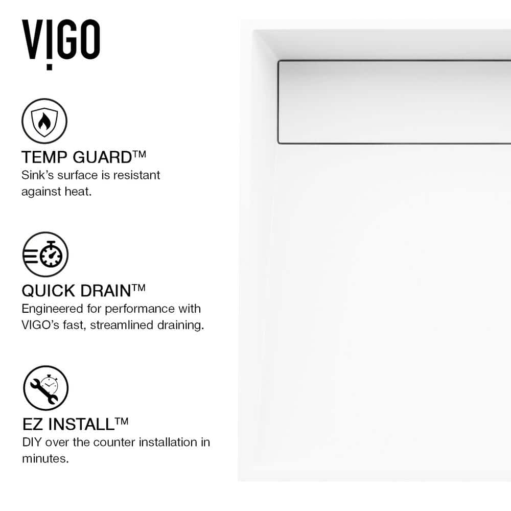 Matte White Square Stone Above-Counter Vessel Sink