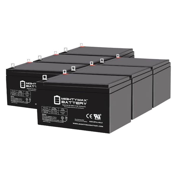 MIGHTY MAX BATTERY ML15-12NB 12V 15AH Replacement Battery Compatible with GoGo Scooter - 6 Pack