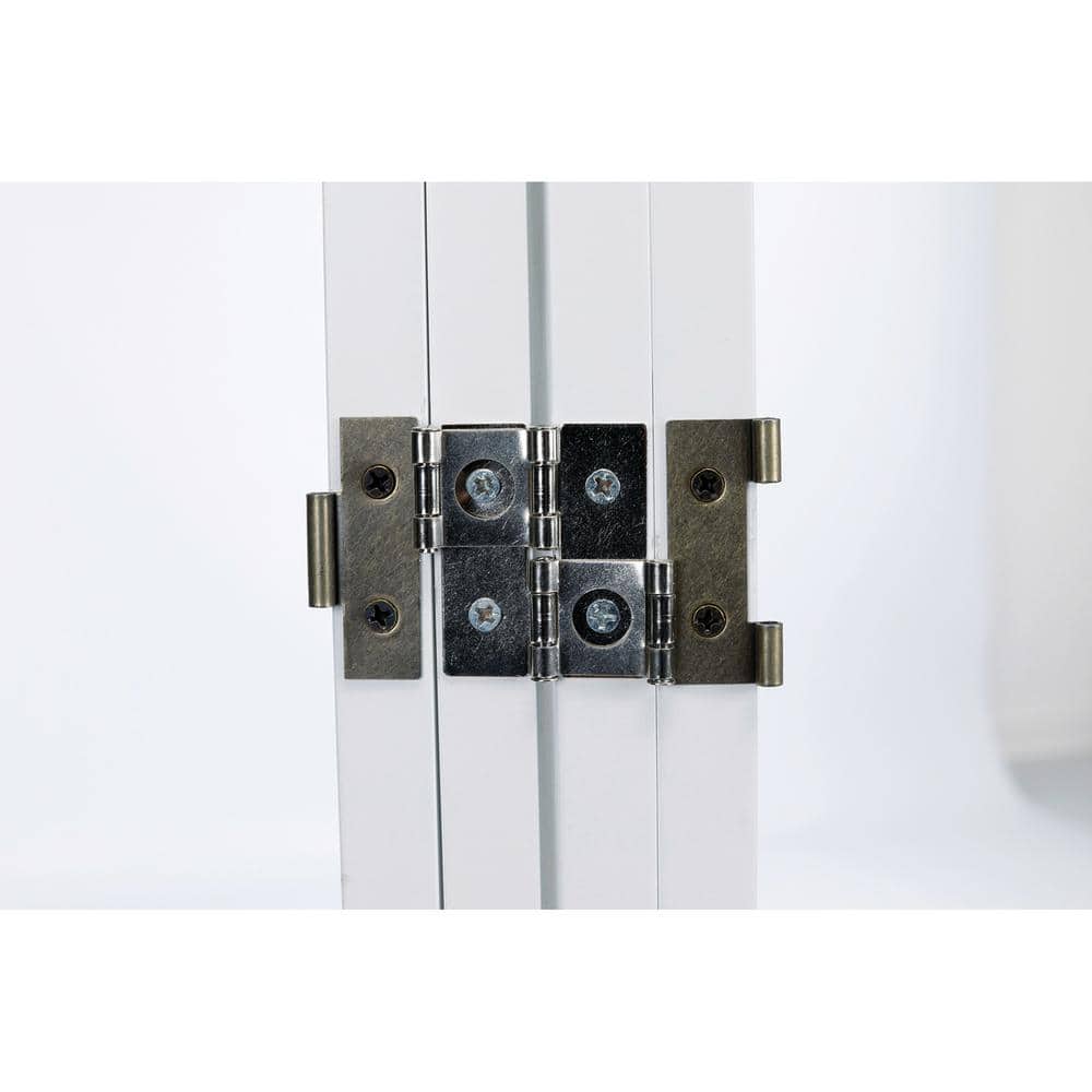 White Freestanding 4-Panel Wooden Pet Gate with Walk-Through Door