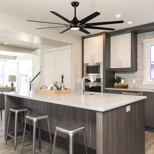 Modern Industrial 72 in. 1-Light Integrated LED Indoor Black Ceiling Fan Lighting with Dimmable Light Ceiling Fans With Lights