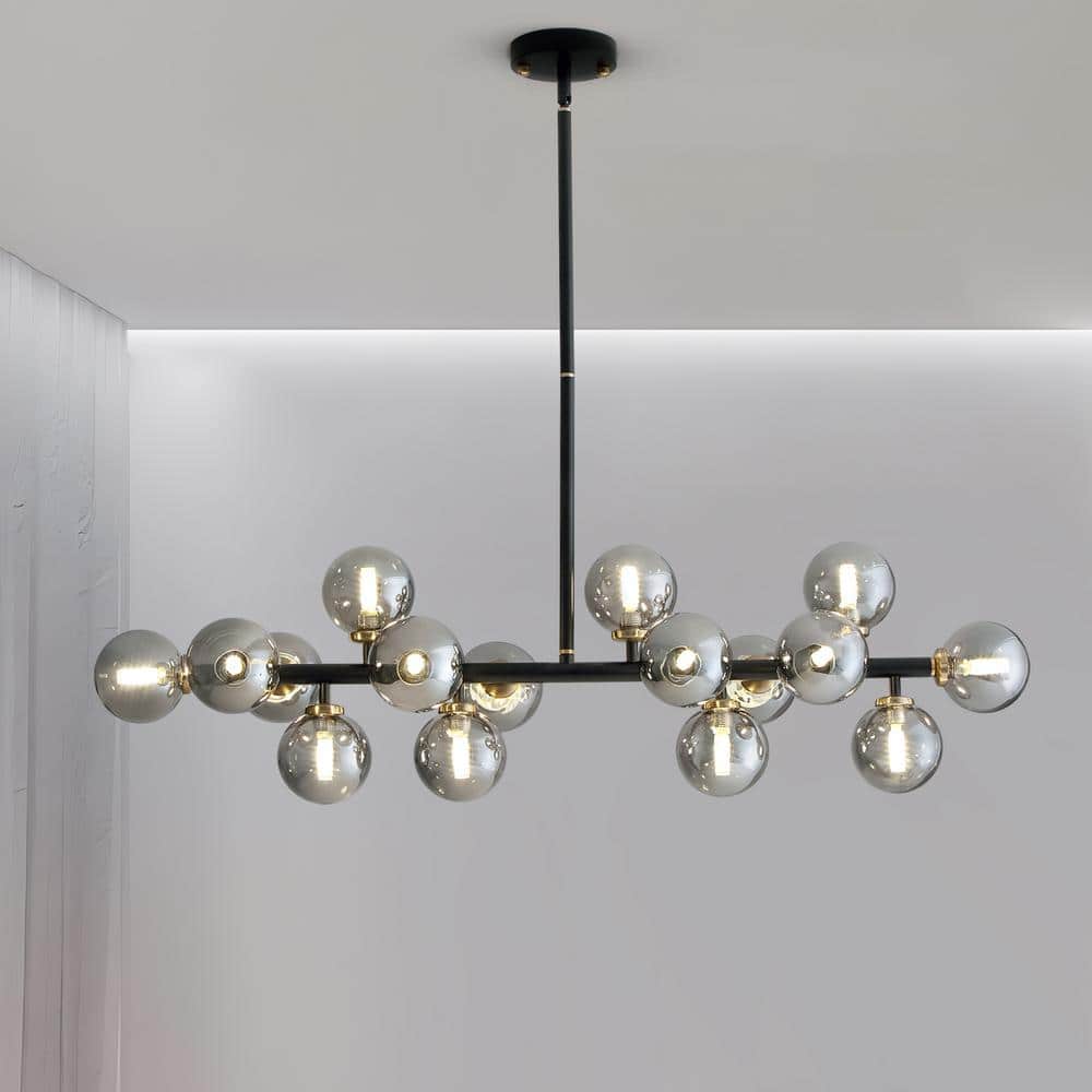 Mid-century 16-Light Black Chandelier Modern Farmhouse Pendant Light for Dining Room price history on PriceWatchPro