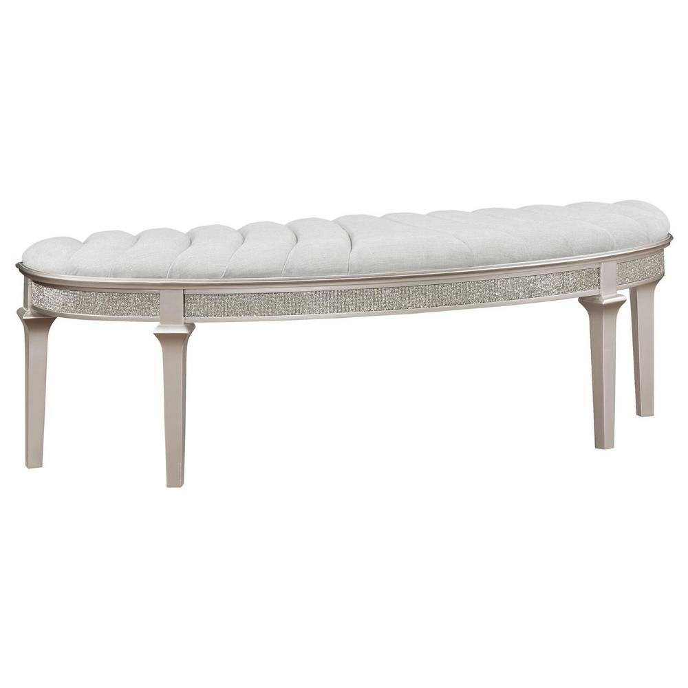 Coaster Evangeline Ivory and Silver Oak 22 in. Bedroom Bench with ...
