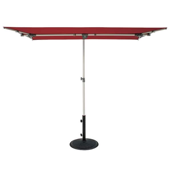 Capri 4.95 ft. x 6.93 ft. Aluminum Frame Rectangle Patio Umbrella with Tilt and Protective Cover in Deep Red for Balcony