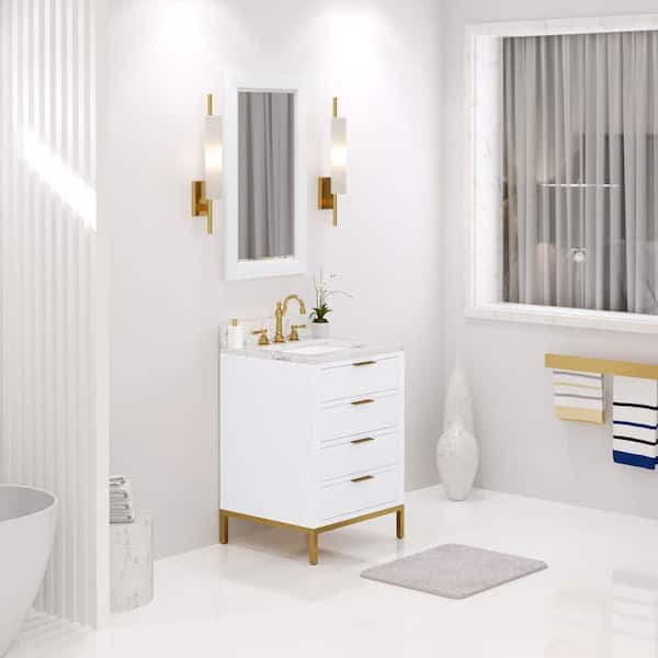 Bristol 24 in. W x 21.5 in. D Vanity in Pure White with Marble Top in White with White Basin