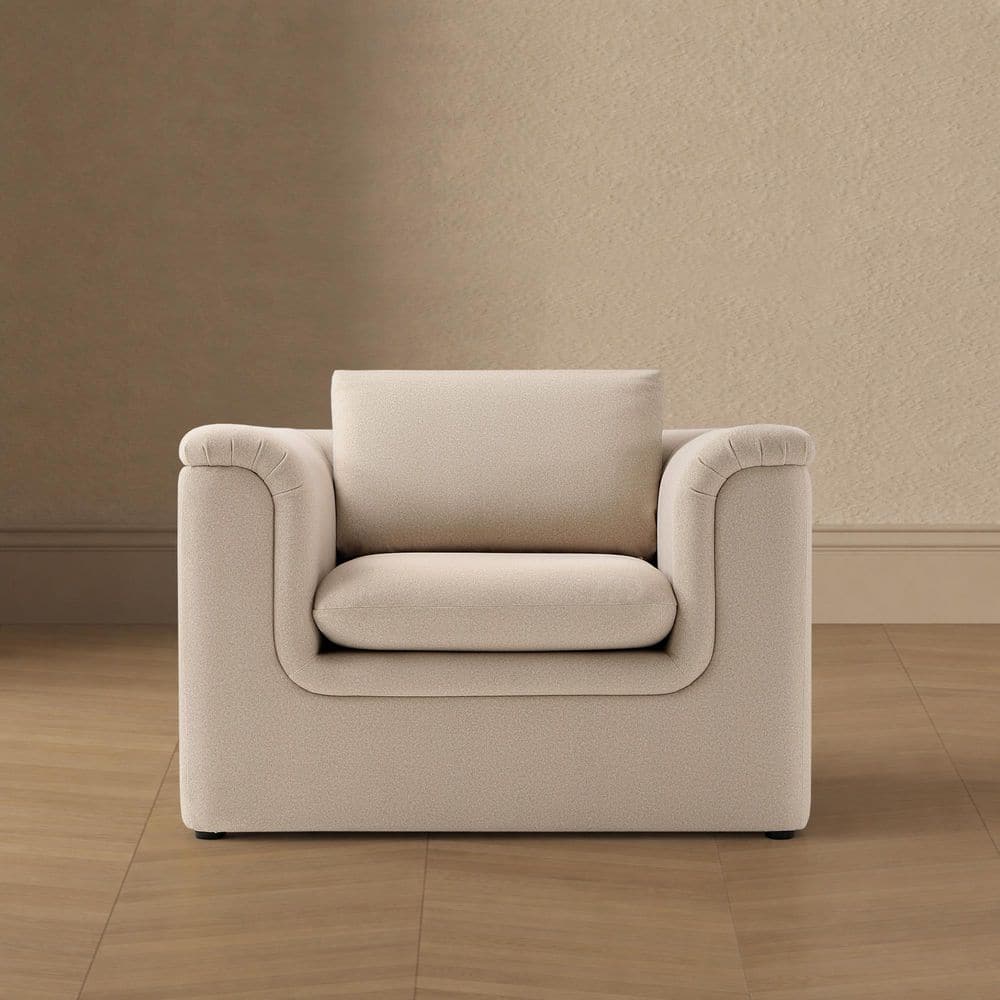 Haven Contemporary Wheat Faux Mohair Upholstered Accent Arm Chair