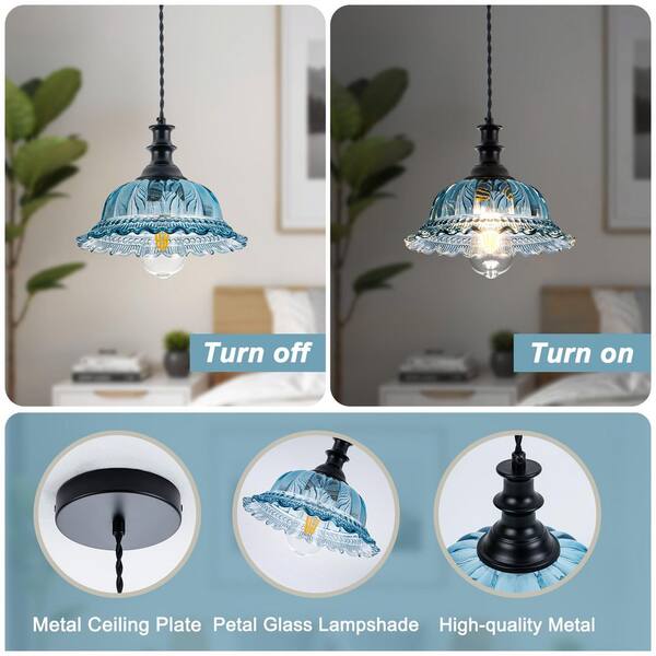 Merbotin RayHome 9.84in. 1-Light Vintage Blue Hanging Pendant