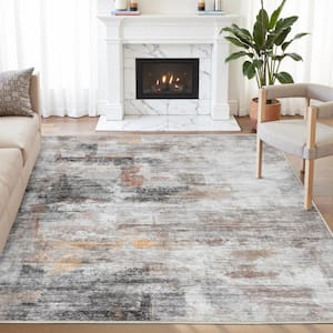 Monet Grey/Red 6 ft. x 9 ft. Modern Abstract Area Rug