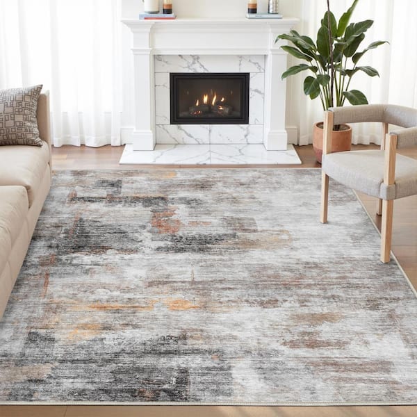 Monet Grey/Red 6 ft. x 9 ft. Modern Abstract Area Rug
