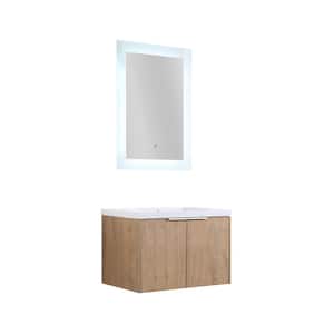 30 in. W x 19 in. D x 18 in. H Bath Vanity in Plaid Grey Oak with White Resin Top Single Sink
