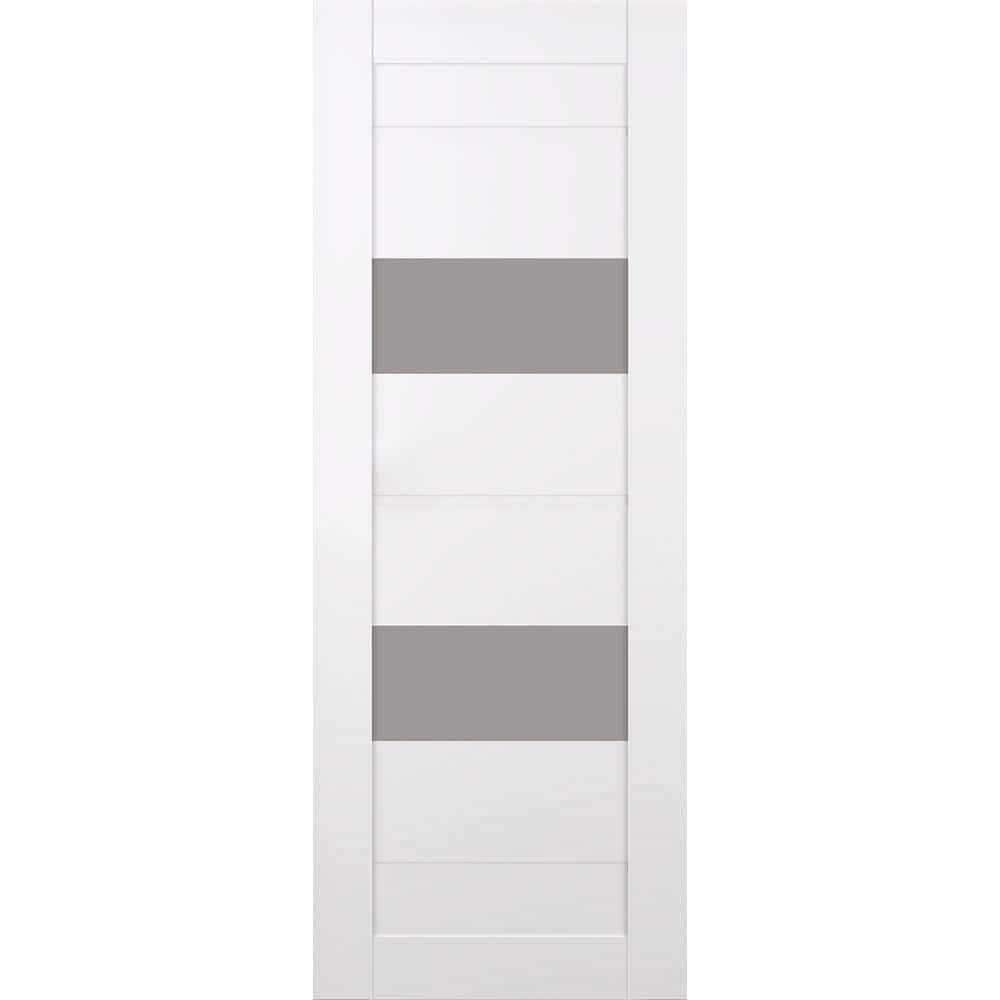 Vita 23.875 in. x 83.25 in. No Bore 2-Lite Frosted Glass Snow White Wood Solid Composite Core Interior Door Slab -  Belldinni, 188189