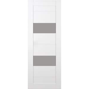 Vita 23.875 in. x 83.25 in. No Bore 2-Lite Frosted Glass Snow White Wood Solid Composite Core Interior Door Slab