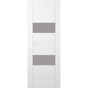 Vita 32 in. x 96 in. No Bore 2-Lite Frosted Glass Snow White Composite Wood Interior Door Slab