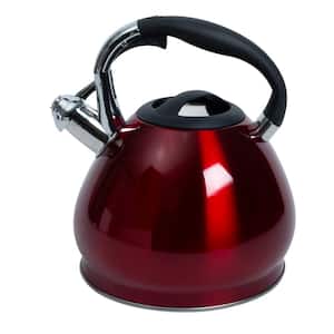 Red 14-Cup Stainless Steel Tea Kettle