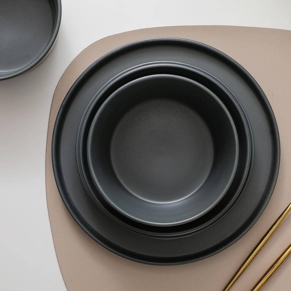 Celina 16-Piece Grey Stoneware Dinnerware Set
