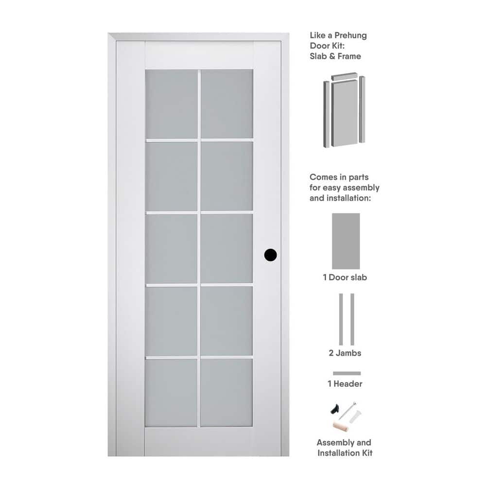 Smart Pro 36 in. x 80 in. Left-Handed 10-Lite Frosted Glass Polar White Wood Composite Single Prehung Interior Door price history on PriceWatchPro