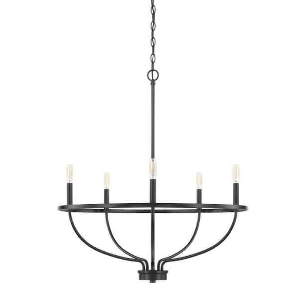 Greyson 29 in. W x 33 in. H 5-Light Chandelier in Matte Black