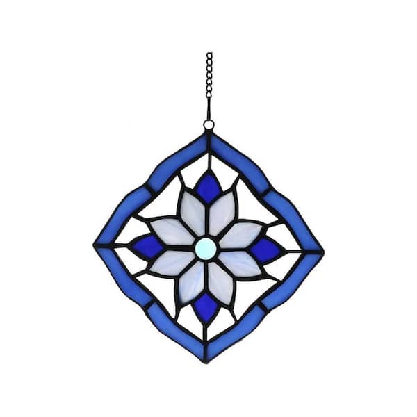 Blue Flower Stained Glass Art Glass Window