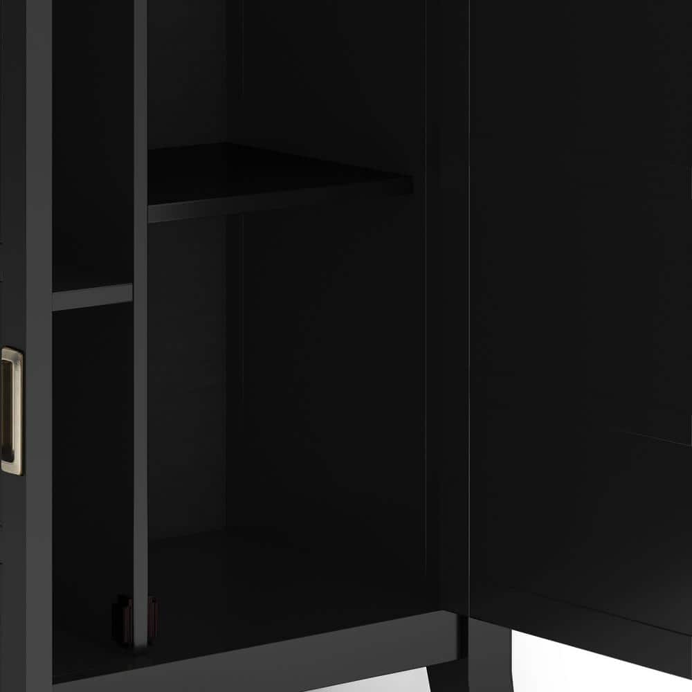 Burlington Black Solid Wood Low Storage Cabinet with Adjustable Shelves