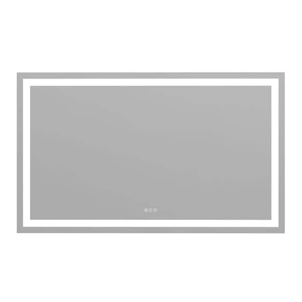 60 in. W x 36 in. H Large Rectangular Frameless Anti-Fog Wall-Mounted LED Bathroom Vanity Mirror in Tempered Glass