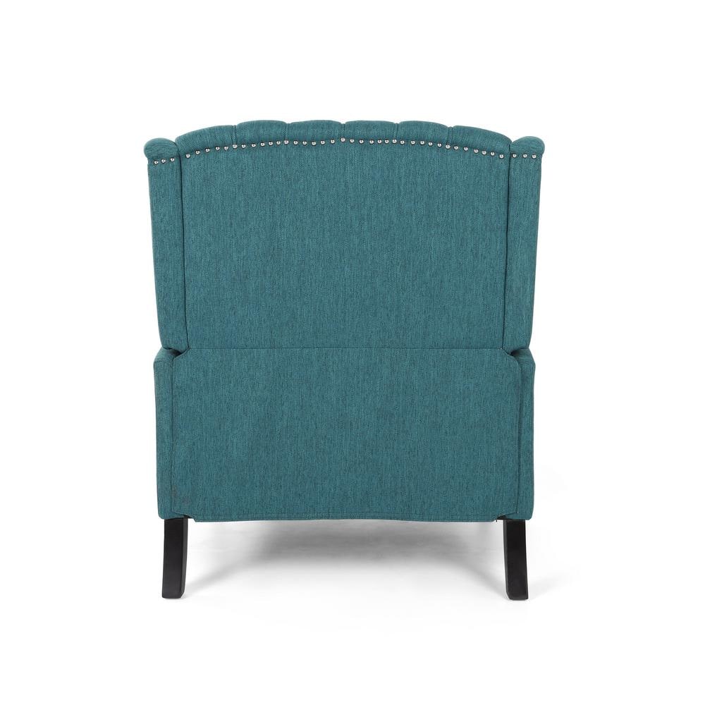 Oversized Blue Faux Wood Wingback Recliner