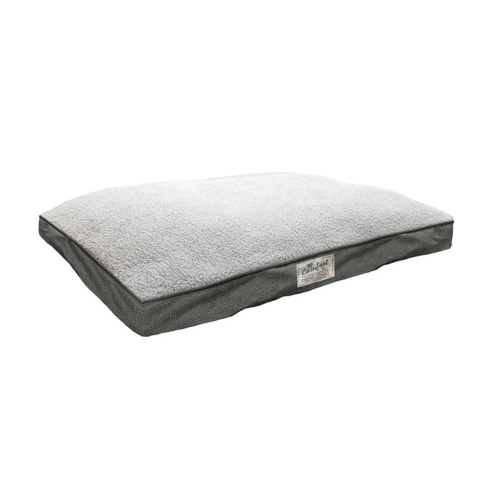 Happy Tails 40 in. x 30 in. Gray Sherpa Woven Linen Pet Bed 26102 - The Home Depot
