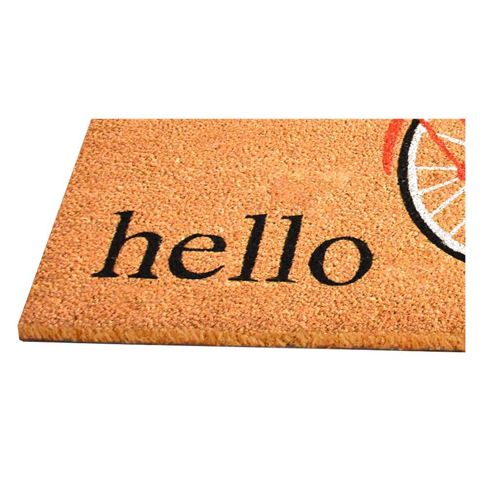 Floral Bicycle Coir Door Mat with Vinyl Backing