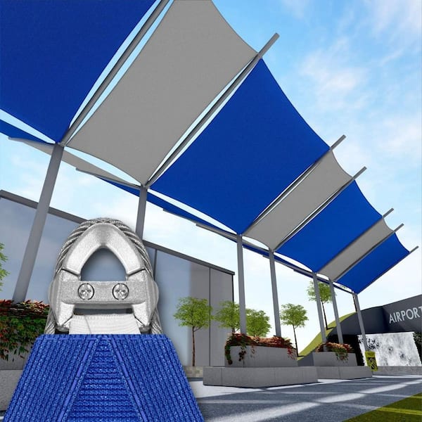 20 ft. x 20 ft. Blue Square Heavy Weight Sun Shade Sail with a Ring Steel Wire and UV Blockage for Patio and Pool Cover