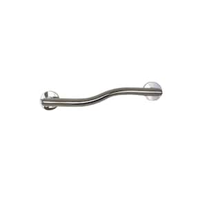 14 in. Left-Hand Modern Wave Shaped Grab Bar in Polished Stainless