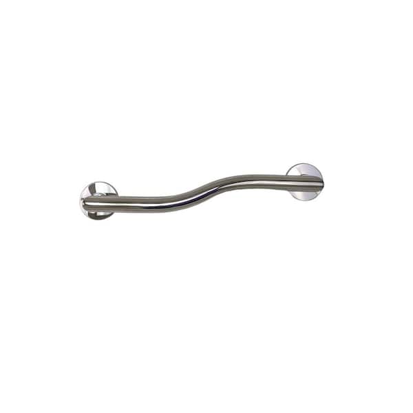 CSI Bathware 18 in. Left Hand Modern Wave Shaped Grab Bar in Polished Stainless