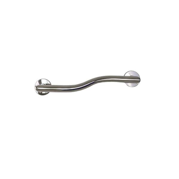 CSI Bathware 28 in. Left-Hand Modern Wave Shaped Grab Bar in Polished Stainless