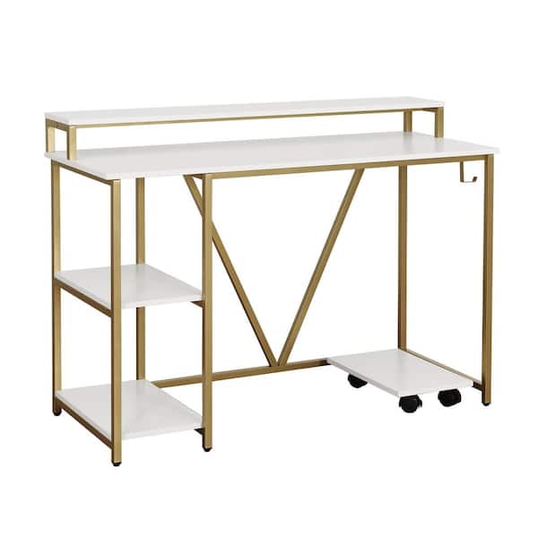TECHNI MOBILI 59 in. W L-Shape Gold Home Office Two-Tone Desk with Storage  Computer Desk RTA-739DL-GLD - The Home Depot