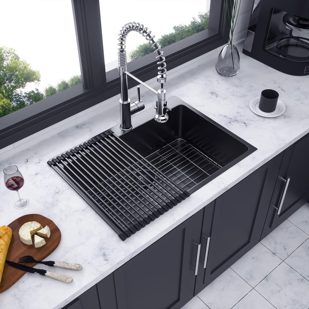 33'' Black Stainless Steel Single Bowl Drop-In Kitchen Sink