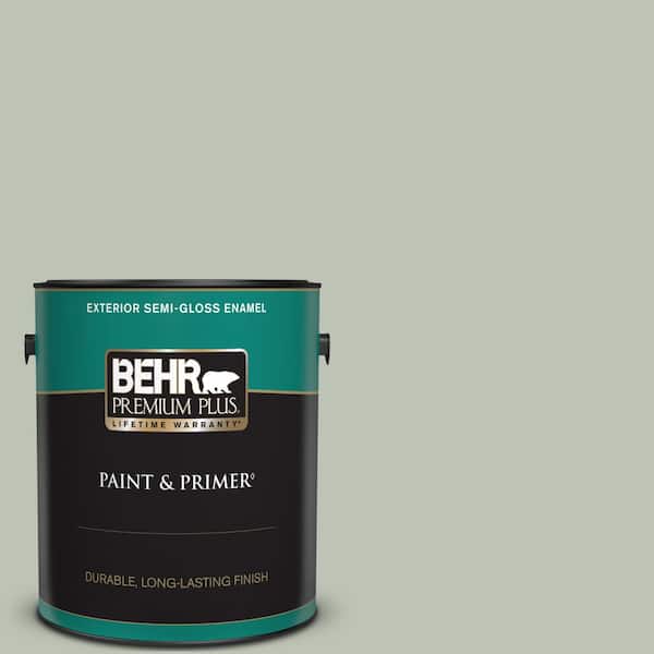 BEHR PREMIUM PLUS 1 gal. #PPU11-11 Summer Green Semi-Gloss Enamel Exterior Paint & Primer