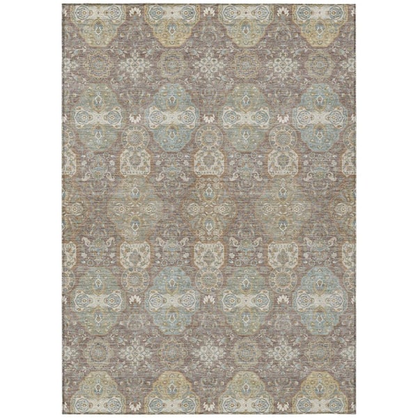 Chantille Machine Washable Indoor/Outdoor Abstract ACN2484 Mocha 5 ft. x 7 ft. 6 in. Area Rug