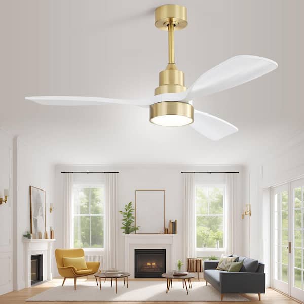 48 in. Indoor/Outdoor Wood Gold Ceiling Fan with LED Light and Remote Control