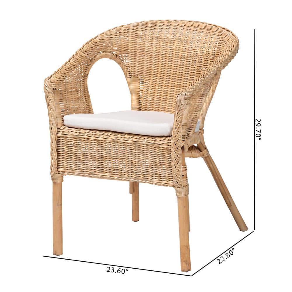 Abbey Natural Rattan Bohemian Dining Arm Chair