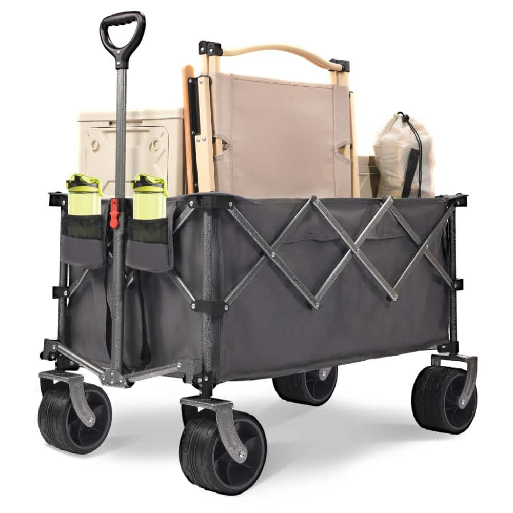400L Gray Heavy Duty Folding Wagon 450Lb Capacity Garden Cart with Large All Terrain Wheels price history on PriceWatchPro