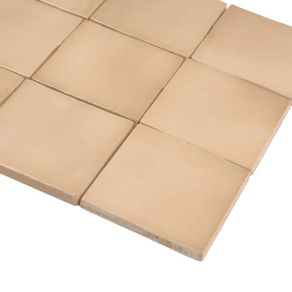Silken Beige Glossy Ceramic Square Wall and Floor Tile