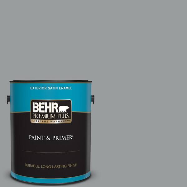 BEHR PREMIUM PLUS 1 gal. #N500-4 Pencil Sketch Satin Enamel Exterior Paint & Primer